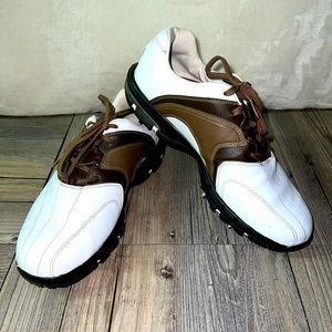 Nike Air Max Revive Men’s size 8 Brown/white Golf Cleat Leather Shoe #317628-102